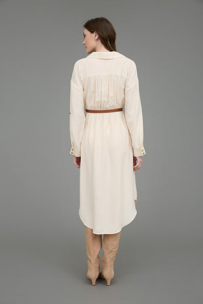 LD 632 - 3/4 Sleeve Belted Midi Dress