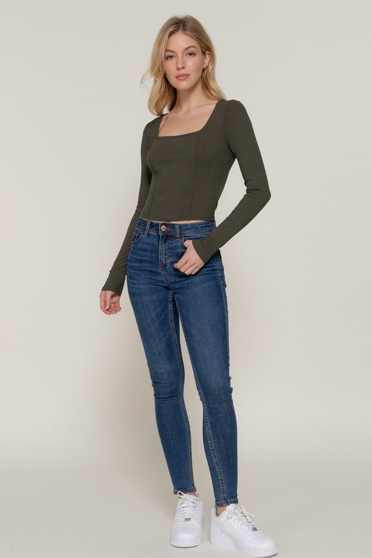 CT 2759 - Long Sleeve Corset Knit Top