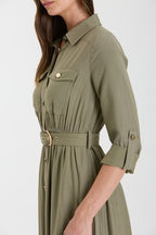DD 1445 - Collared Button Down Midi Dress