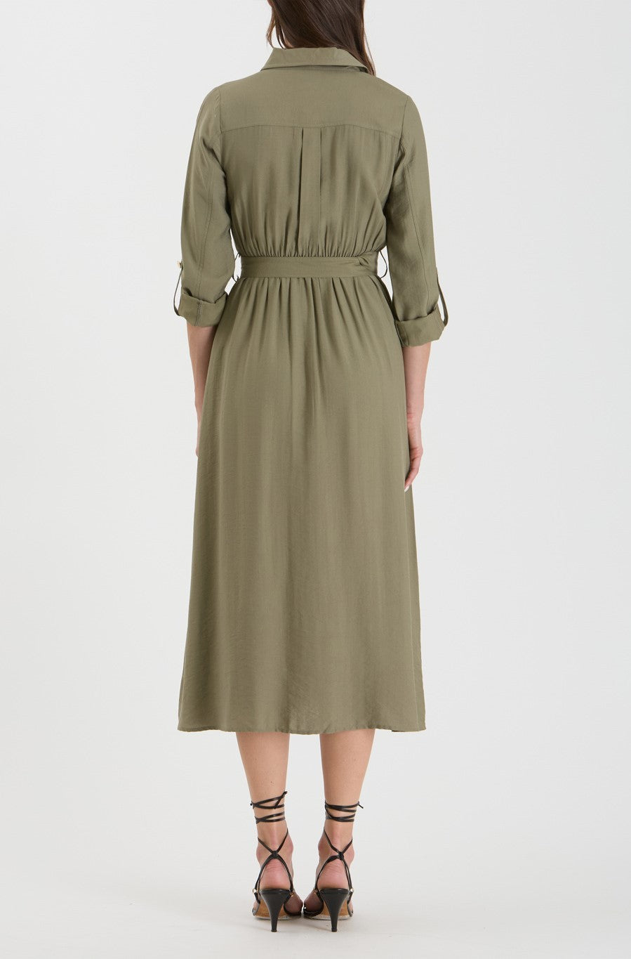 DD 1445 - Collared Button Down Midi Dress