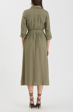 DD 1445 - Collared Button Down Midi Dress