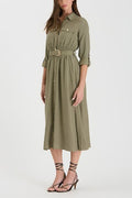 DD 1445 - Collared Button Down Midi Dress