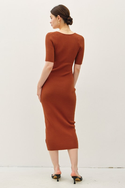 SWT 021 - Half Sleeve Bodycon Sweater Dress