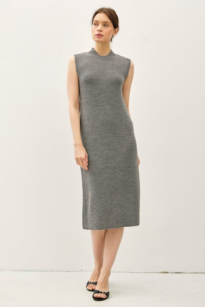 SWT 020 - Sleeveless Mock Neck Sweater Dress