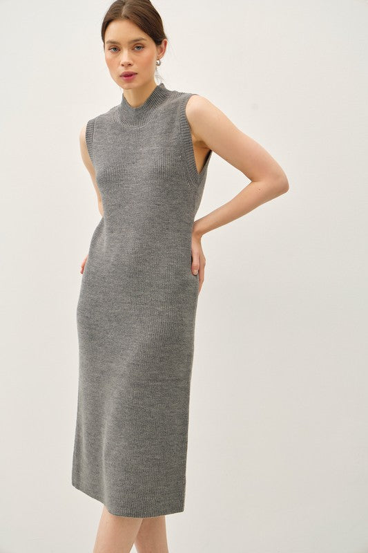 SWT 020 - Sleeveless Mock Neck Sweater Dress