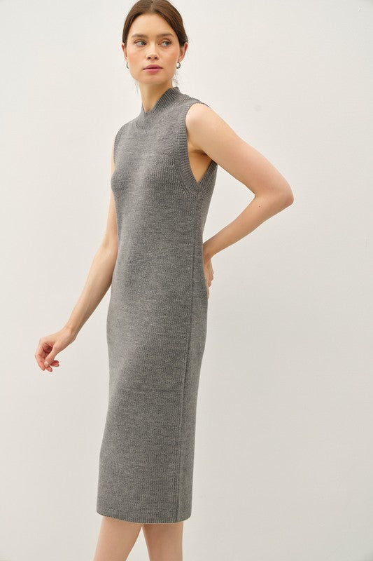 SWT 020 - Sleeveless Mock Neck Sweater Dress