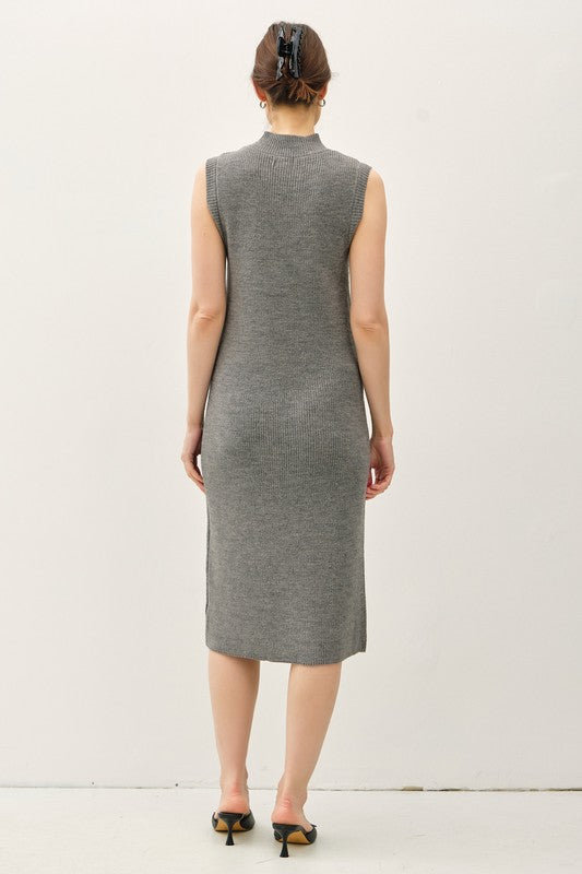 SWT 020 - Sleeveless Mock Neck Sweater Dress