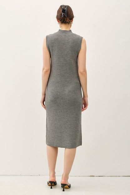 SWT 020 - Sleeveless Mock Neck Sweater Dress