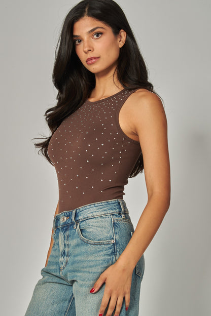 BS 013 - Rhinestone Embellished Bodysuit