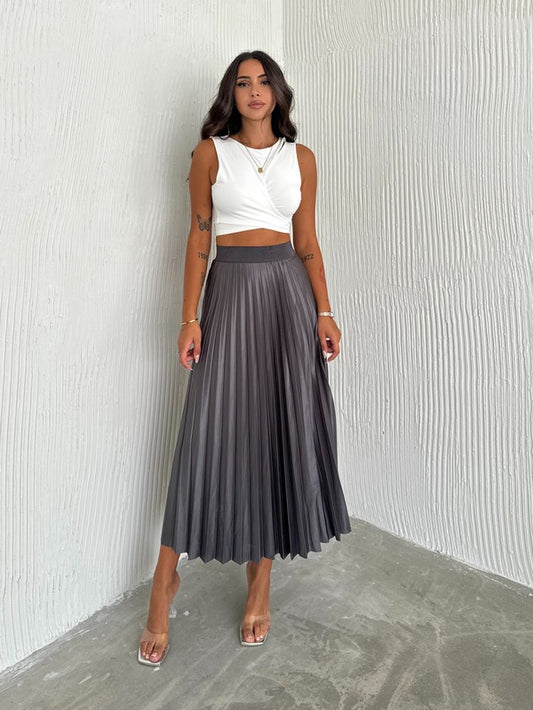 SKT 987 - Pleated Long Skirt