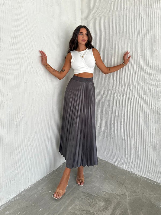 SKT 987 - Pleated Long Skirt