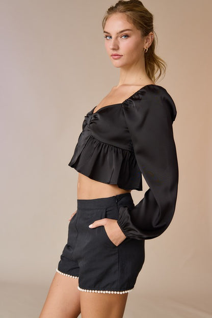 DT 1769 - Long Sleeve Crop Top