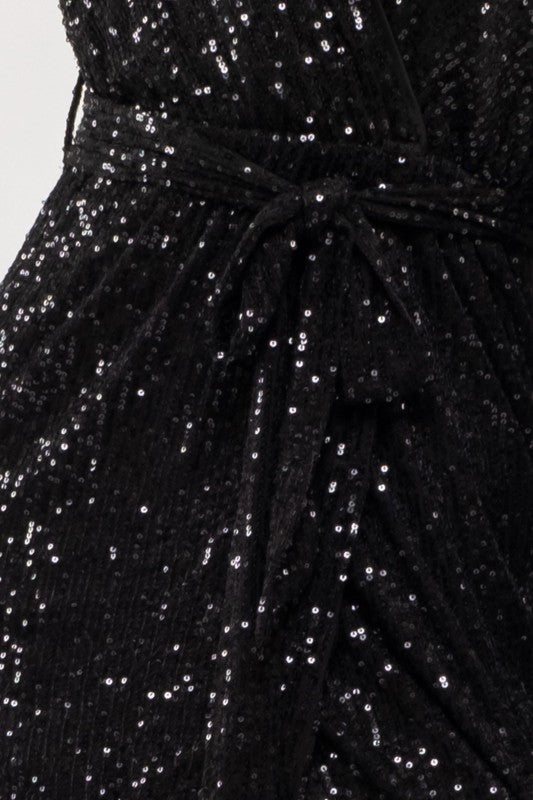 DD 1346 - Sequin Surplice Midi Dress