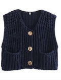 SWT 047 - Sleeveless Knit Cardigan Vest