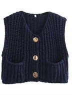 SWT 047 - Sleeveless Knit Cardigan Vest