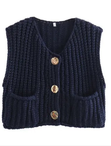 SWT 035 - Sleeveless Knit Cardigan Vest