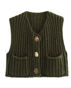 SWT 047 - Sleeveless Knit Cardigan Vest