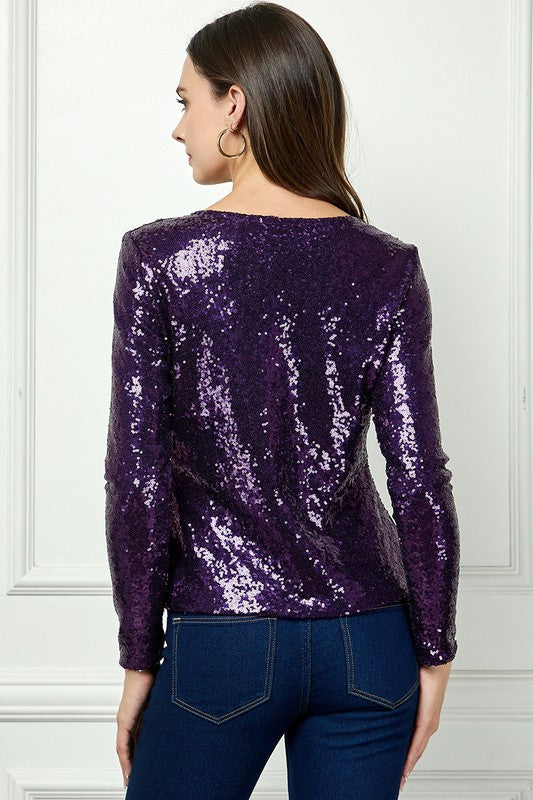 DT 1823 - Long Sleeve Sequin Top