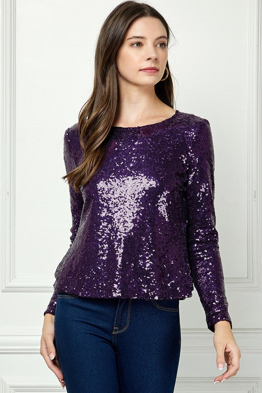DT 1823 - Long Sleeve Sequin Top