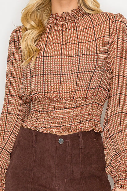DT 1983 - Smocking Waist Long Sleeve Blouse