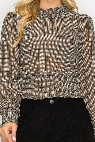 DT 1983 - Smocking Waist Long Sleeve Blouse