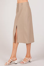 SKT 984 - Pinstriped Slit Long Skirt