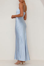 LD 571 - Side Slit Satin Evening Gown