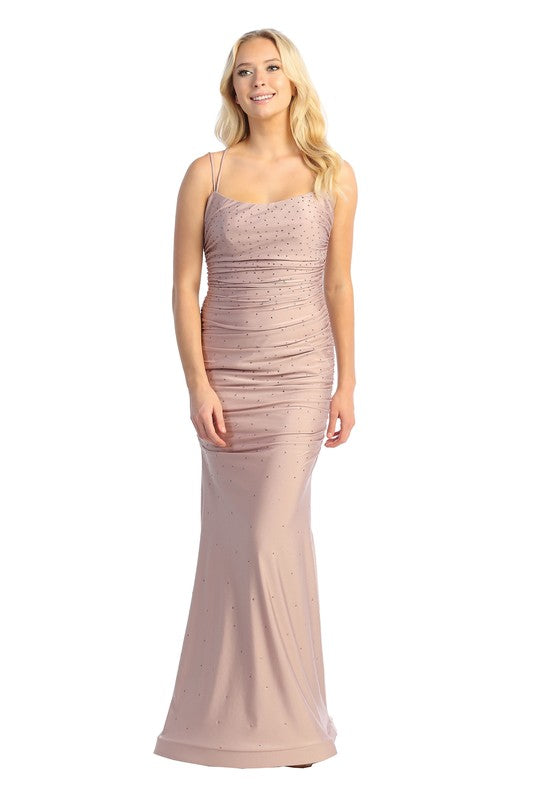 LD 603 - Strap Back Jewel Detail Gown