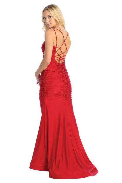 LD 603 - Strap Back Jewel Detail Gown