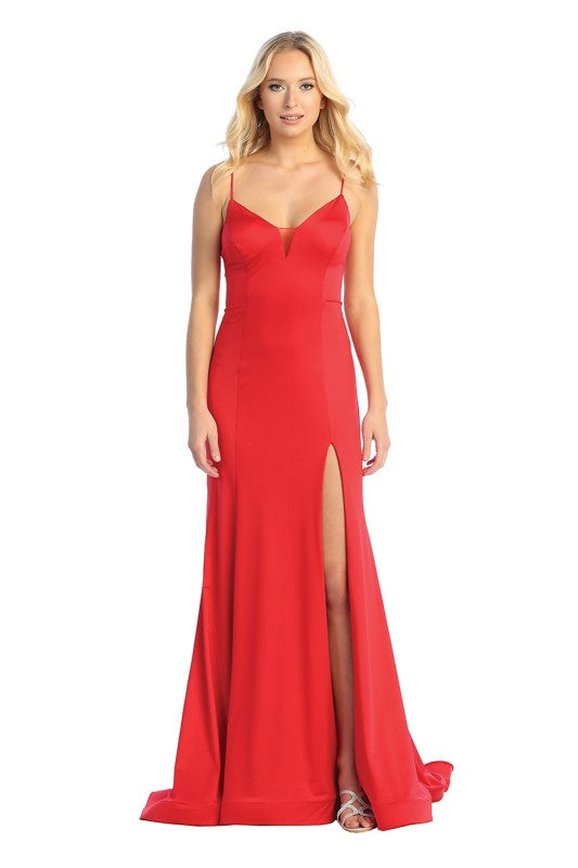LD 602 - Open Back Front Slit Evening Gown