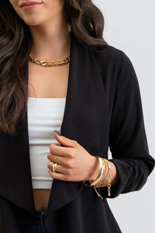 JCT 017 - 3/4 Rouched Sleeve Blazer