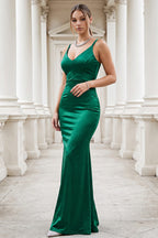 GOWN 431 - Classic Satin V-Neck Dress