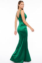 GOWN 431 - Classic Satin V-Neck Dress