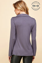 CT 2760 - V Collar Bell Sleeve Button Up Top