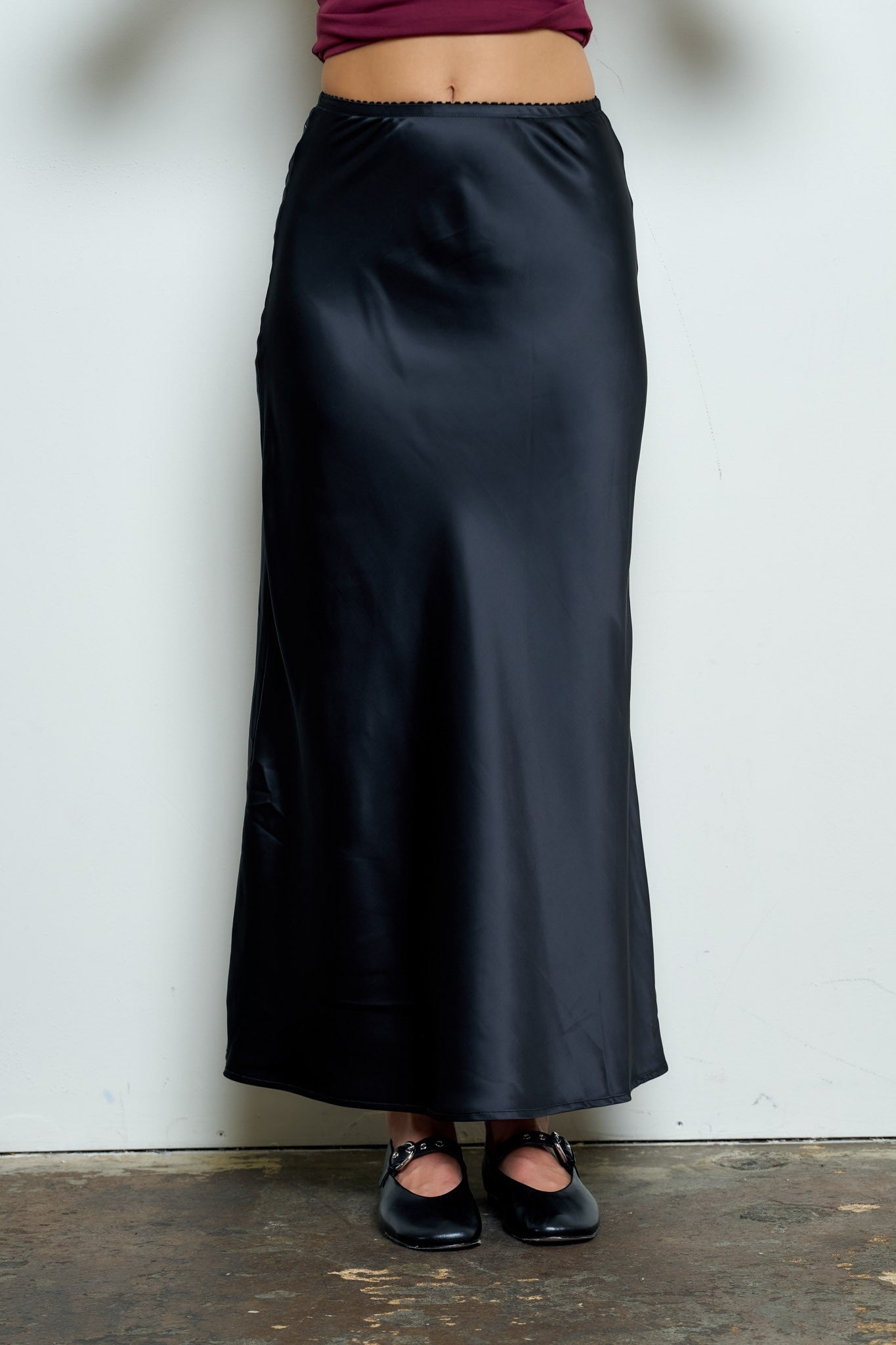 SKT 1076 - Satin Slip Midi Skirt