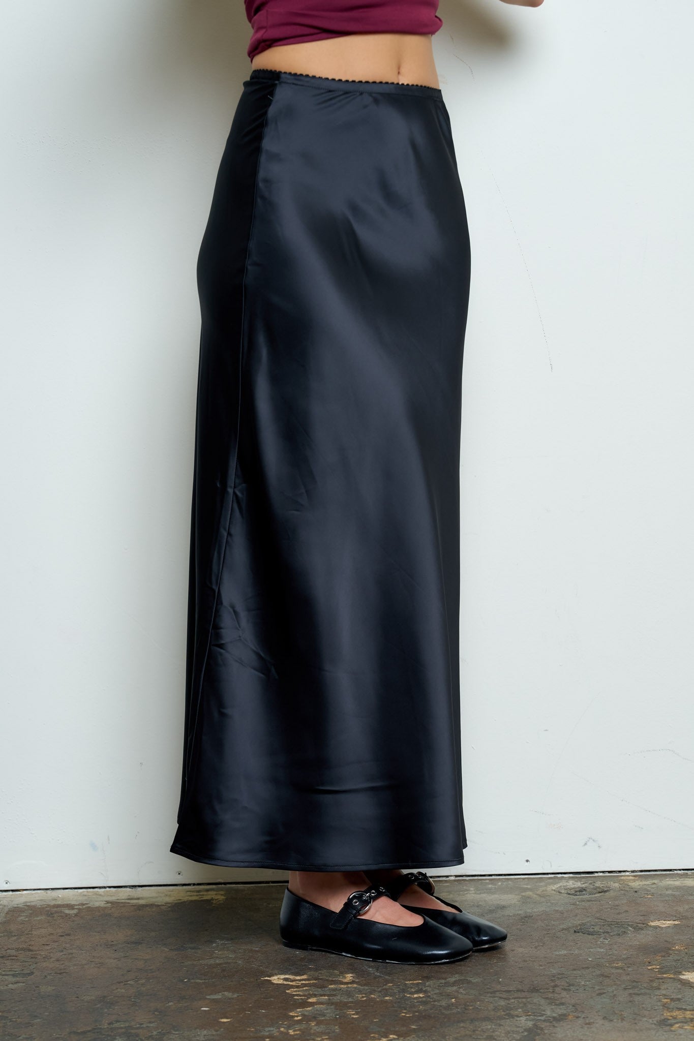 SKT 1076 - Satin Slip Midi Skirt