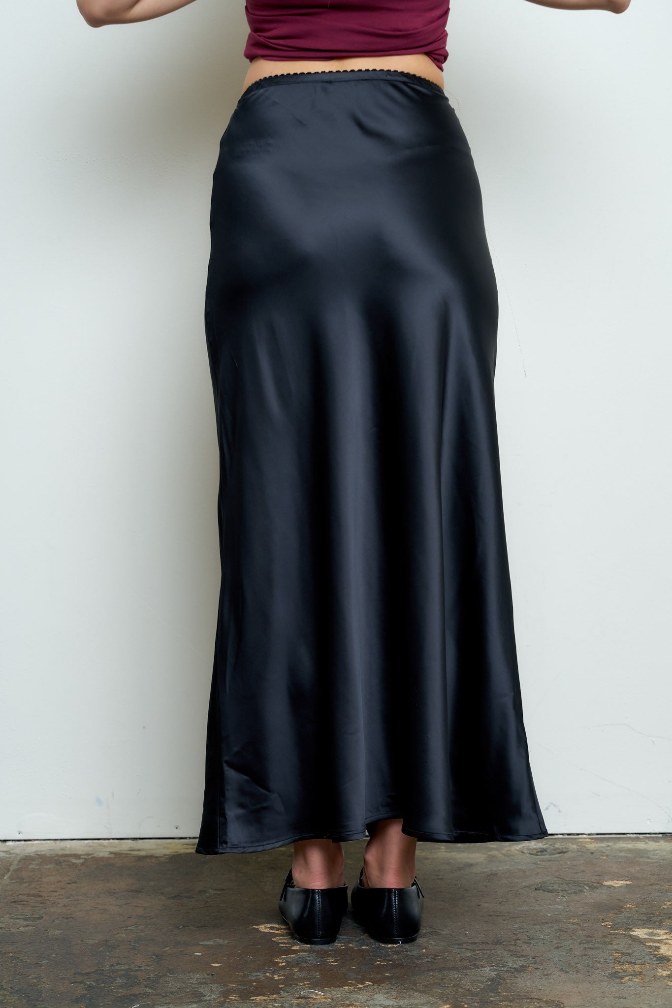 SKT 1076 - Satin Slip Midi Skirt