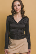 DT 1953 - Ruched Side Satin Shirt