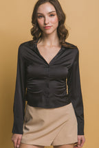 DT 1953 - Ruched Side Satin Shirt
