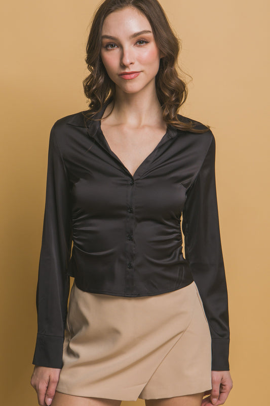 DT 1953 - Ruched Side Satin Shirt