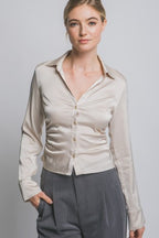 DT 1953 - Ruched Side Satin Shirt