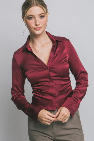 DT 1953 - Ruched Side Satin Shirt