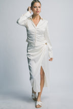 DT 2002 - Satin Side Ruched Shirt