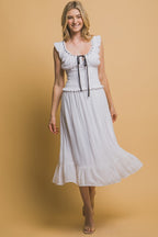LD 627 - Ribbon Trim Midi Dress