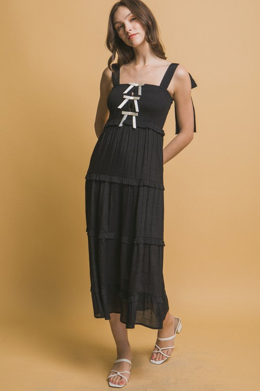 LD 628 - Bow & Ribbon Midi Dress