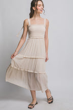 LD 620 - Pleated Smock Midi Dress
