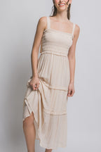 LD 620 - Pleated Smock Midi Dress