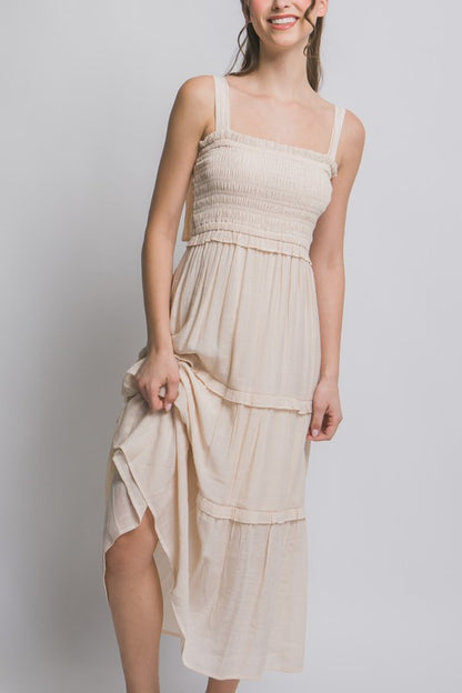 LD 620 - Pleated Smock Midi Dress