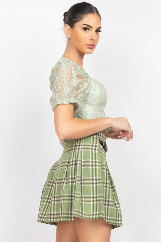 CT 2705 - Bustier Lace Smocking Crop Top