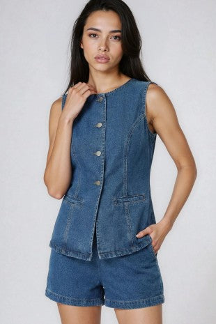 SET 080 - Denim Sleeveless Top